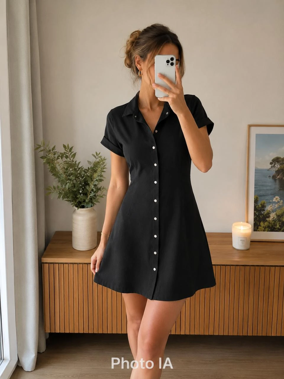 Robe Chemise Pain de Sucre courte noire Taille XS Neuve soirée ou casual